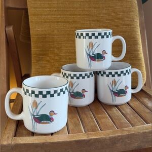 Vintage Malard Duck Stoneware Mugs Set of Four